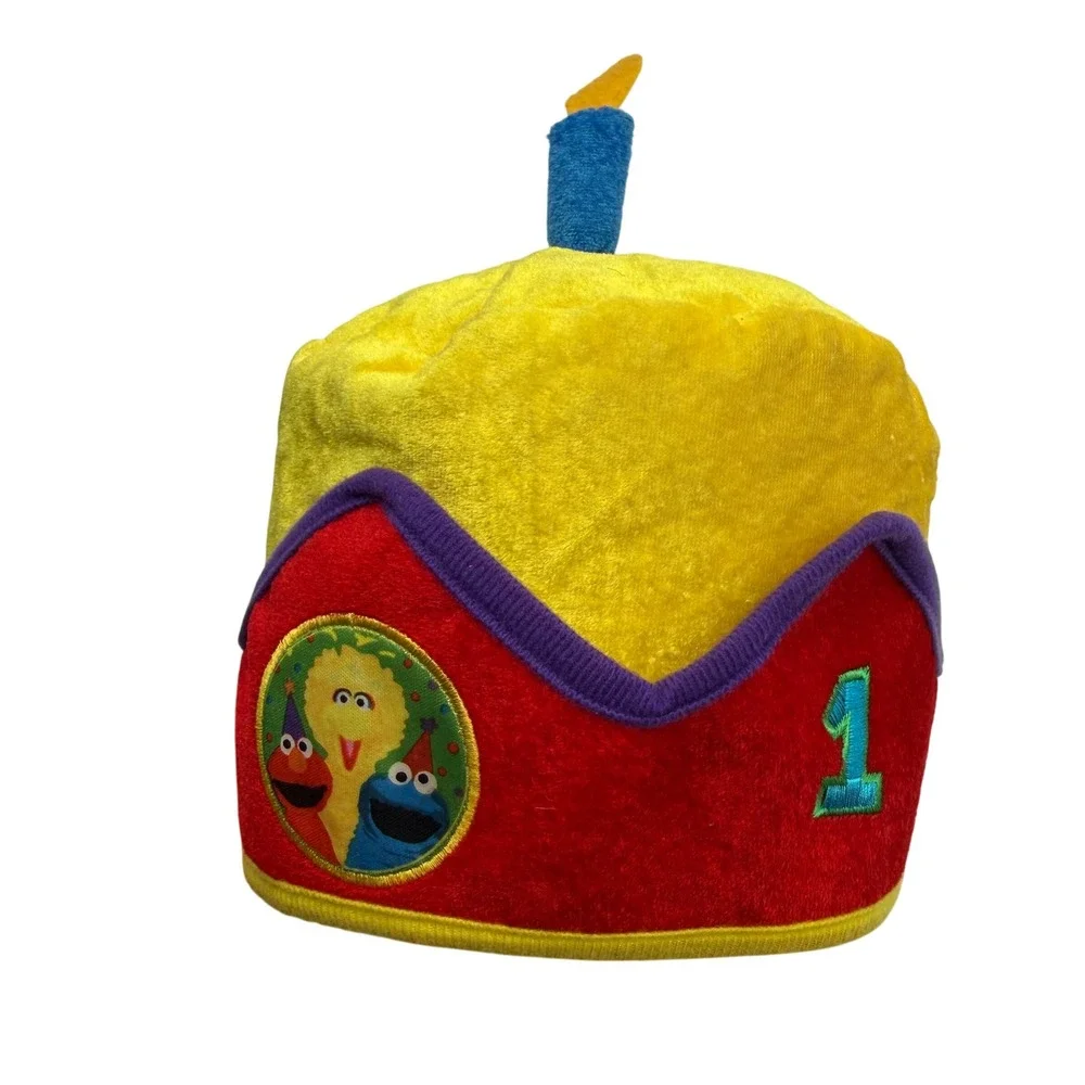 Sesame Street 1st Birthday Felt Cake Hat Big Bird Elmo Cookie Monster 2016
